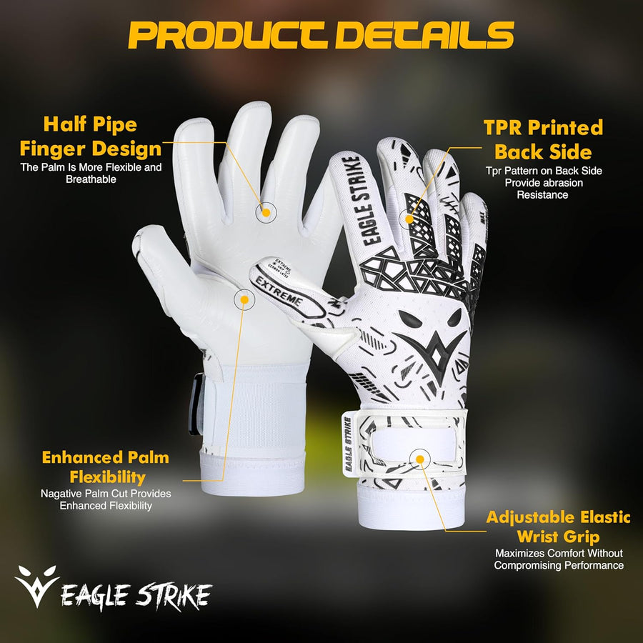 Soccer Goalie Gloves - Sizes 6 to 10, 4mm German Contact Grip Sticky Latex & Built-in Pro-Level Gloves Wrist Support