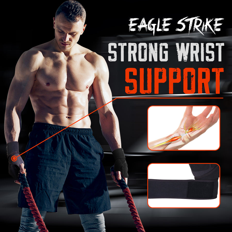 Eagle Strike 2024 Design Workout Gloves – Full Protection with Wrist Support Strap, Extra Silicone Grip Palm – Gym Gloves for Men & Women