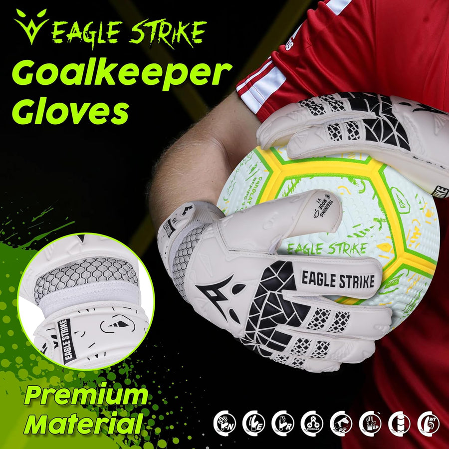 Eagle Strike Goalkeeper Gloves - Professional Goalie glove & Training Grip with Removable Finger Protection