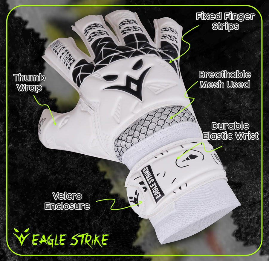 Eagle Strike Goalkeeper Gloves - Professional Goalie glove & Training Grip with Removable Finger Protection