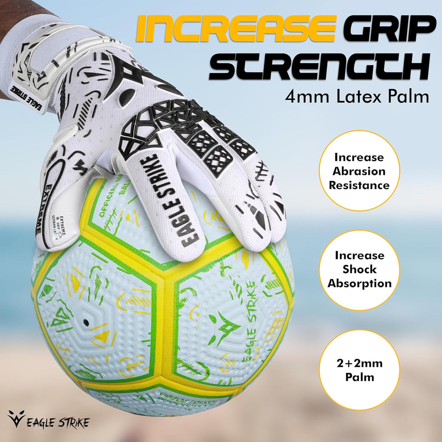 Soccer Goalie Gloves - Sizes 6 to 10, 4mm German Contact Grip Sticky Latex & Built-in Pro-Level Gloves Wrist Support