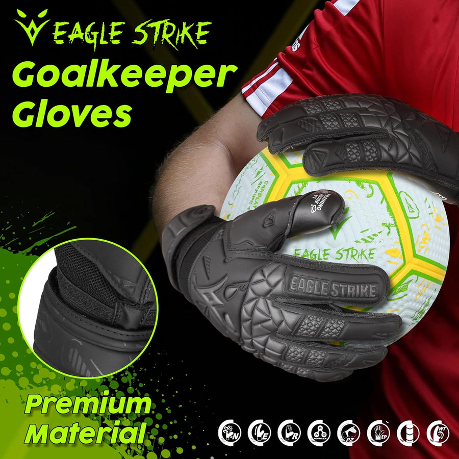 Eagle Strike Goalkeeper Gloves - Professional Goalie glove & Training Grip with Removable Finger Protection