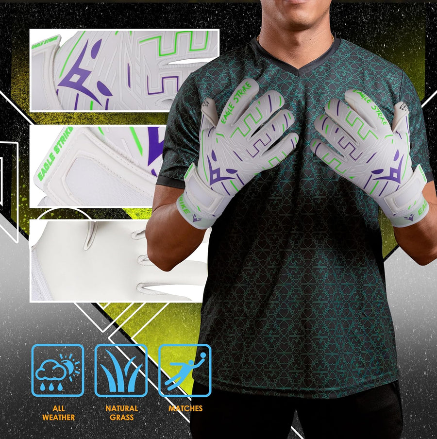 Eagle Strike Wet & Dry Goalkeeper Gloves White & Green – image 5