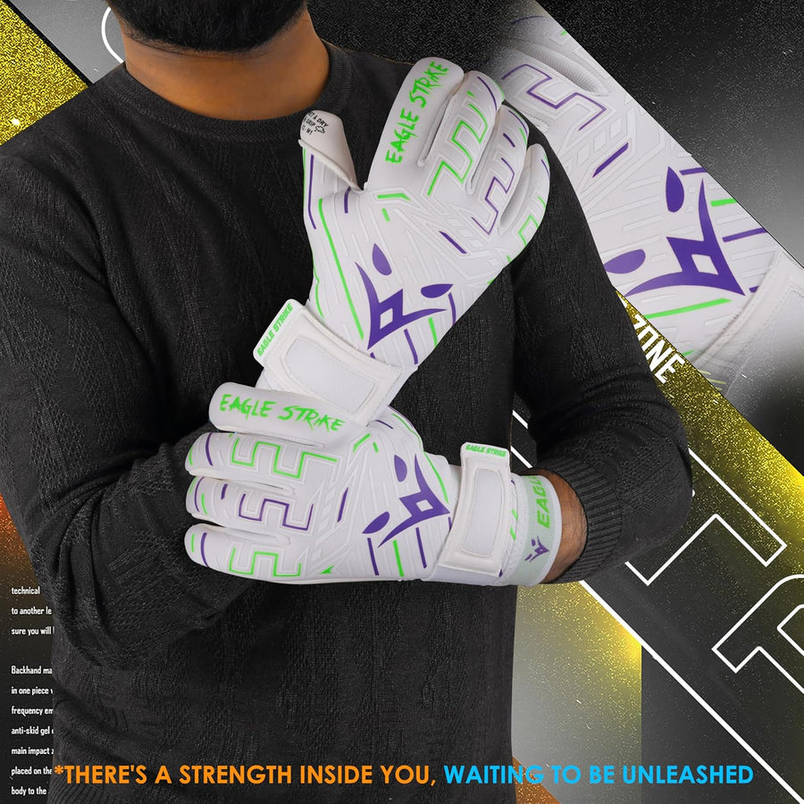 Eagle Strike Wet & Dry Goalkeeper Gloves White & Green – image 6