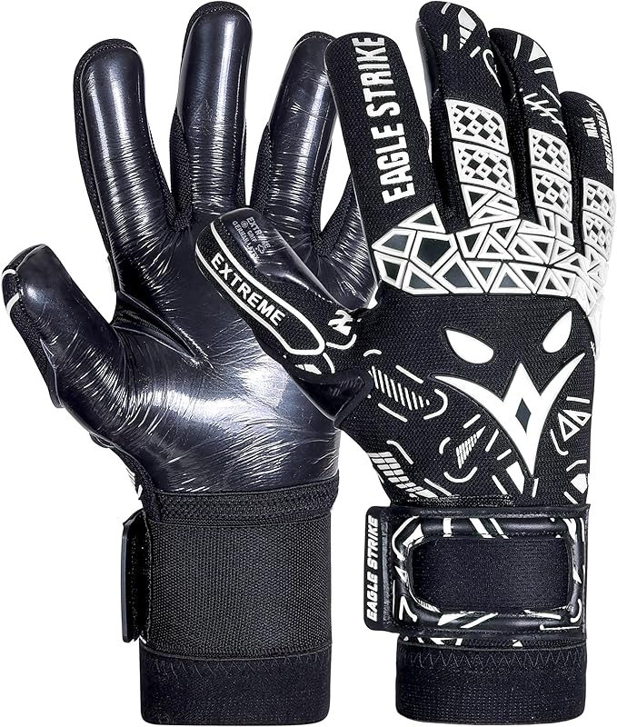 Soccer Goalie Gloves - Sizes 6 to 10, 4mm German Contact Grip Sticky Latex & Built-in Pro-Level Gloves Wrist Support