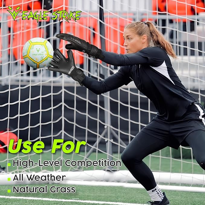 Eagle Strike Goalkeeper Gloves - Professional Goalie glove & Training Grip with Removable Finger Protection