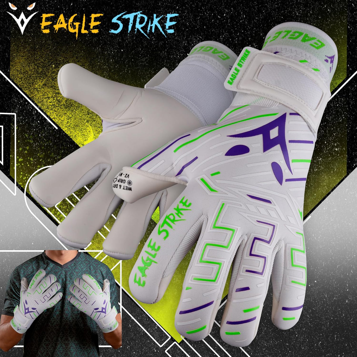 Wet & Dry Goalkeeper Gloves – White & Green
