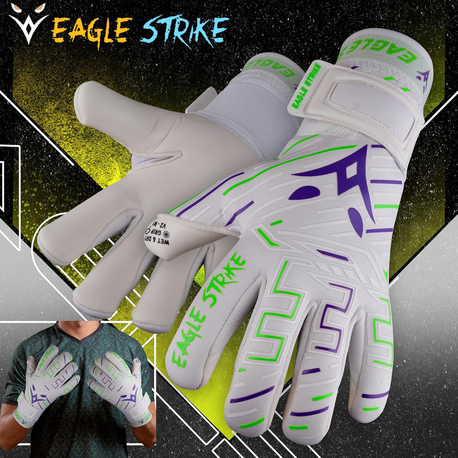 Eagle Strike Wet & Dry Goalkeeper Gloves White & Green – image 3