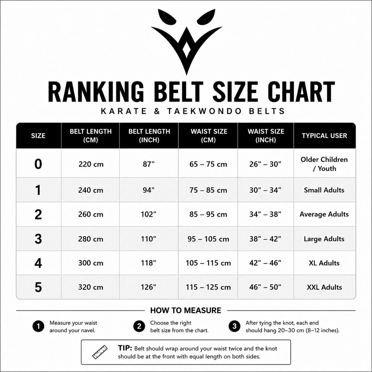 Karate & Taekwondo Ranking Belt for Kids & Adults