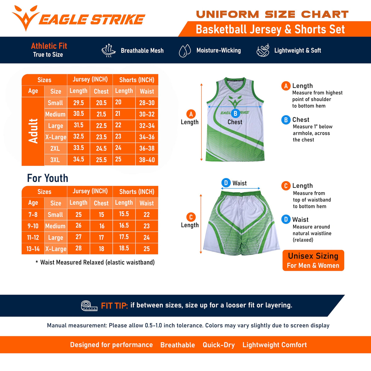 Basketball Jersey for Kids & Adult- Green