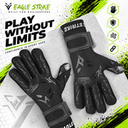 Eagle Strike Goalie Gloves – Negative Cut, German Contact Grip Latex - Black