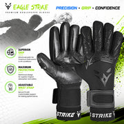 Eagle Strike Goalie Gloves – Negative Cut, German Contact Grip Latex - Black