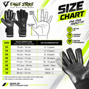 Eagle Strike Goalie Gloves – Negative Cut, German Contact Grip Latex - Black