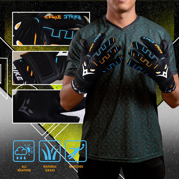 Eagle Strike Fingersave Goalkeeper Gloves – Black