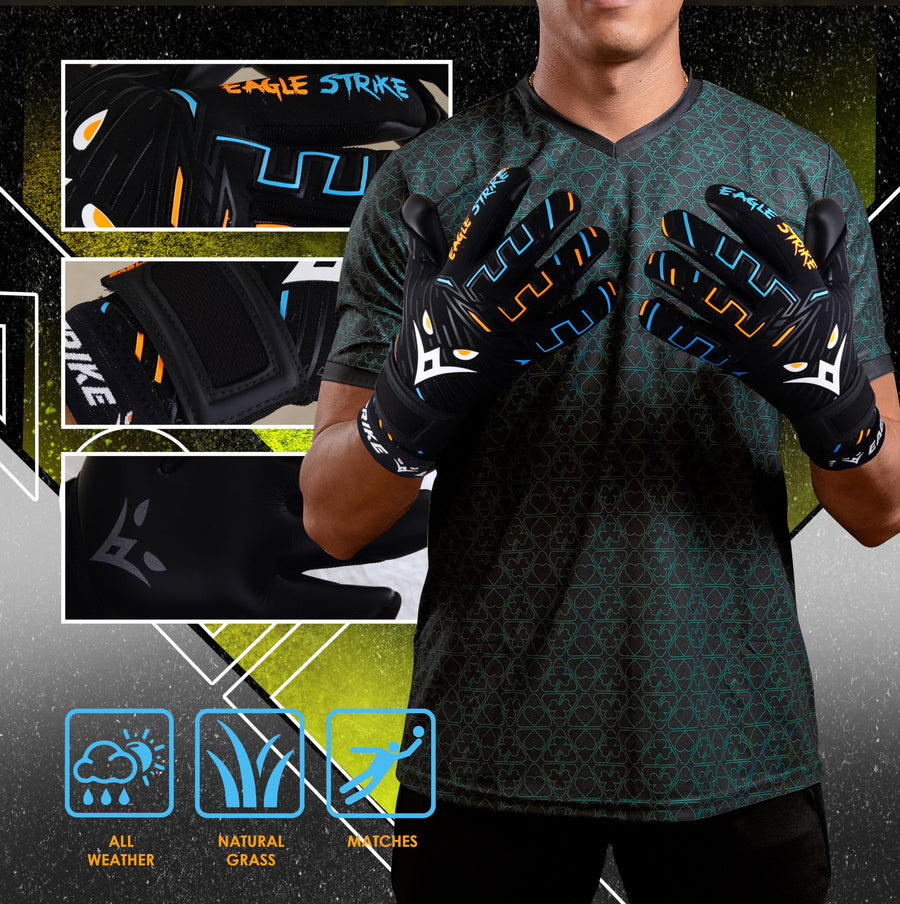 Eagle Strike Fingersave Goalkeeper Gloves – Black
