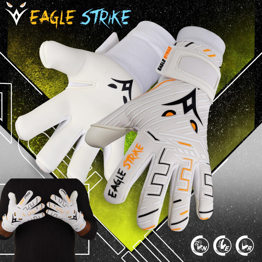 Eagle Strike Fingersave Goalkeeper Gloves – White