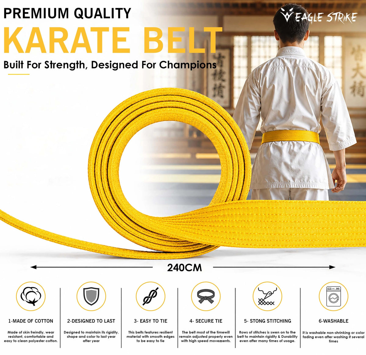 Karate & Taekwondo Ranking Belt for Kids & Adults