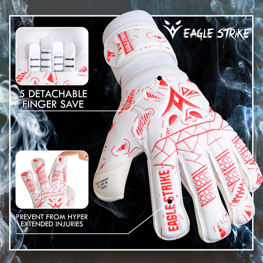 Goalkeeper Gloves – Finger Protection – White & Red