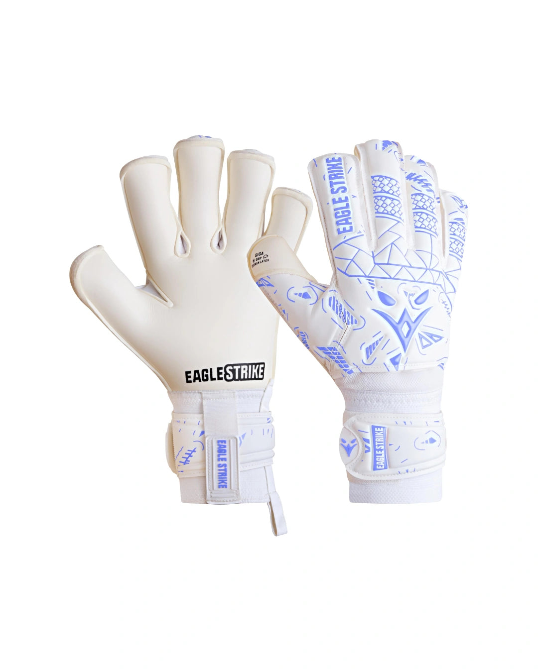 Goalkeeper Gloves – Finger Protection (White & Sky Blue)
