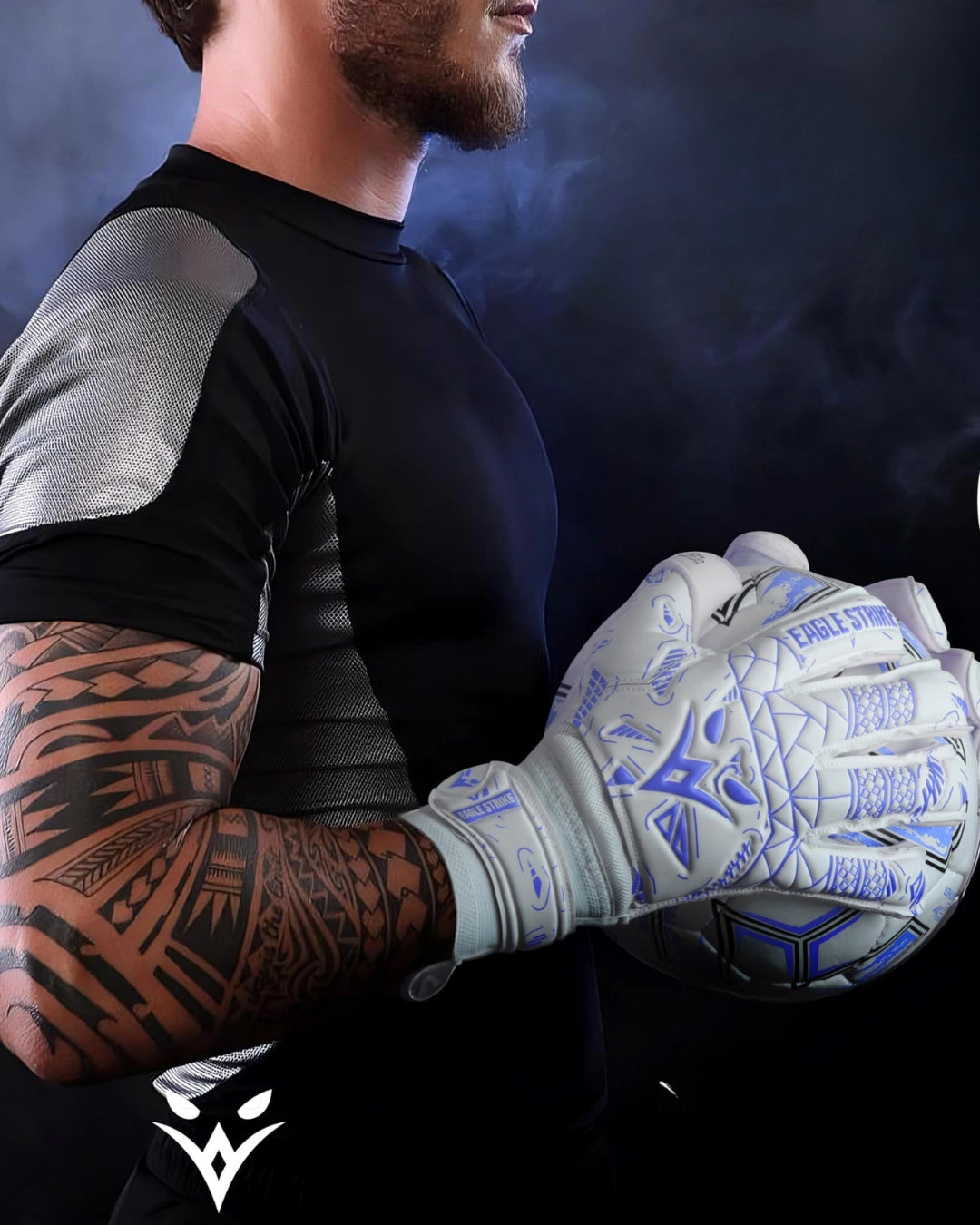 Goalkeeper Gloves – Finger Protection (White & Sky Blue)