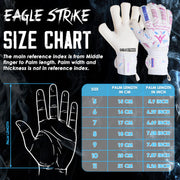 Goalkeeper Gloves – German Latex Grip, Finger Protection (White, Pink & Blue)