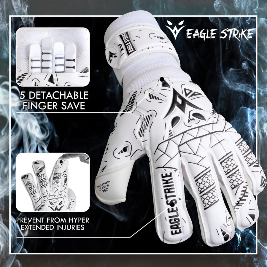 Goalkeeper Gloves – Finger Protection – Black & White