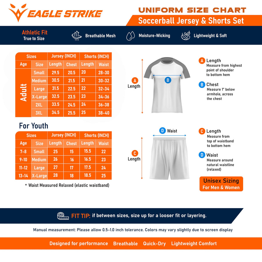 Soccer Uniform Adult & Kids - Orange - D1