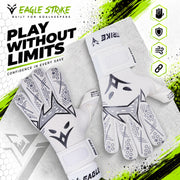 Eagle Strike Goalie Gloves – Negative Cut, German Contact Grip Latex - White
