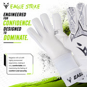Eagle Strike Goalie Gloves – Negative Cut, German Contact Grip Latex - White