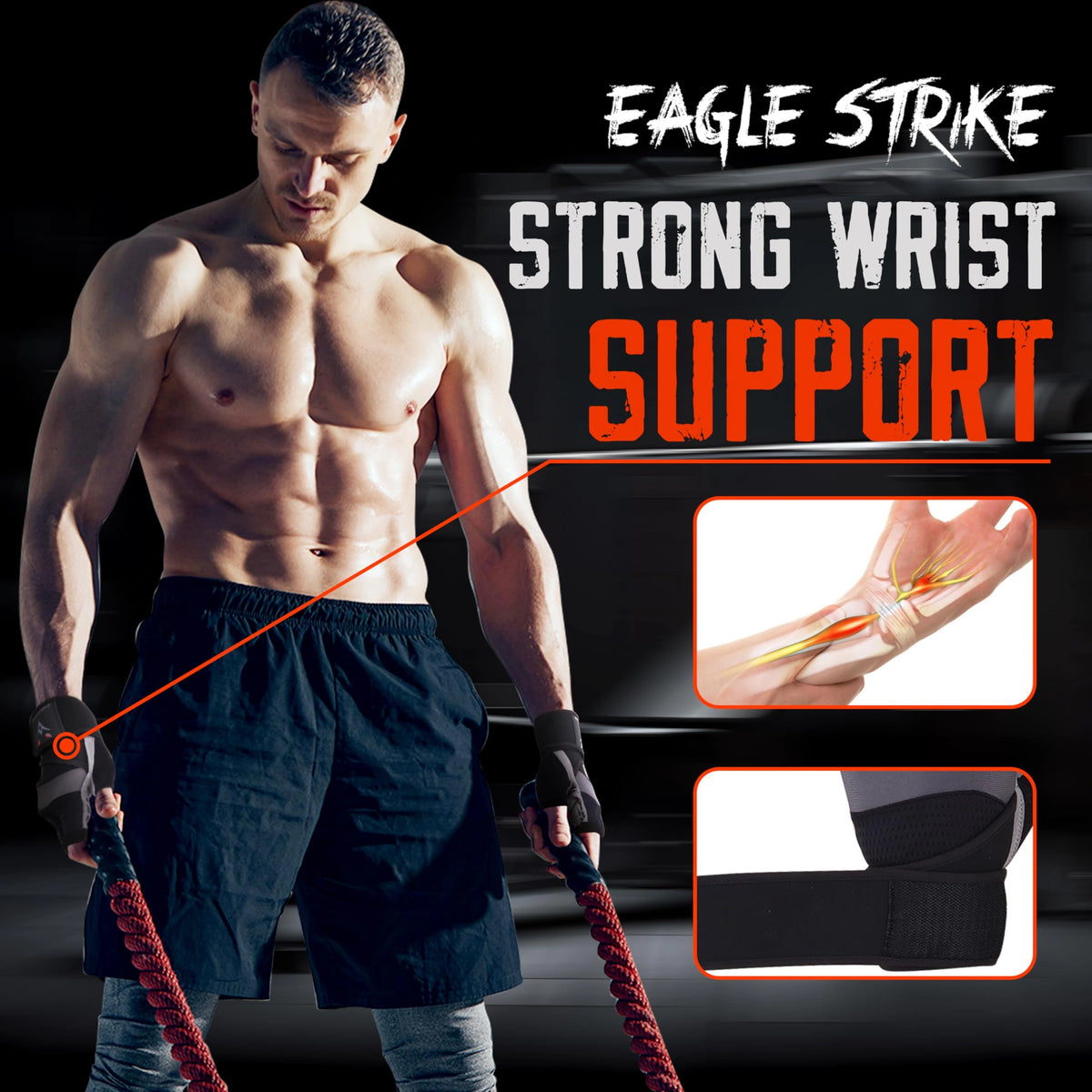 Wrist Support Gym Gloves –– Black & Grey