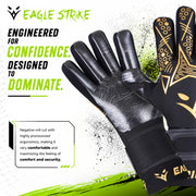 Eagle Strike Goallie Gloves – Negative Cut, German Contact Grip Latex - Golden