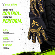 Eagle Strike Goallie Gloves – Negative Cut, German Contact Grip Latex - Golden