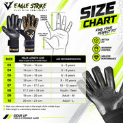 Eagle Strike Goallie Gloves – Negative Cut, German Contact Grip Latex - Golden