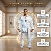 Eagle Strike Premium Cotton Taekwondo Gi – Professional White Dobok for Training & Competition