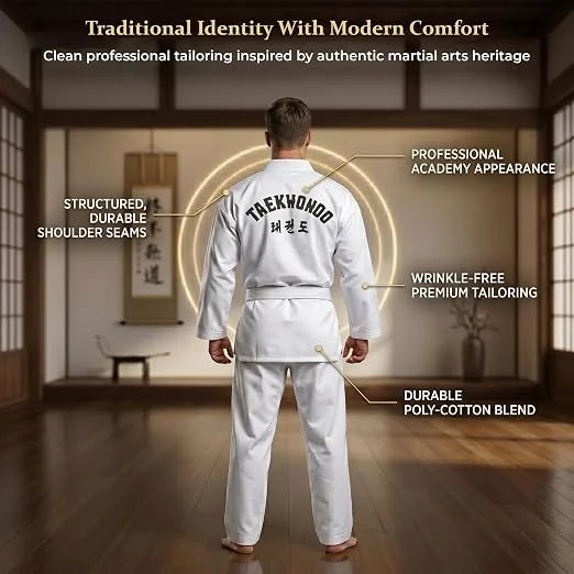 Eagle Strike Premium Cotton Taekwondo Gi – Professional White Dobok for Training & Competition