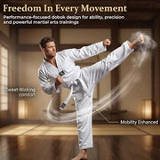 Eagle Strike Premium Cotton Taekwondo Gi – Professional White Dobok for Training & Competition