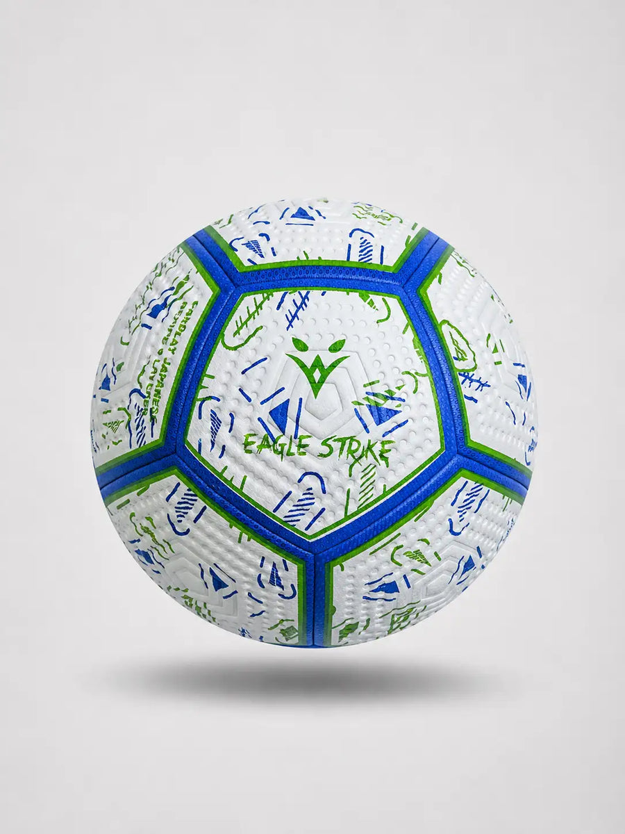 Eagle Strike Blue Green Soccer Ball - Goalkeeper Save During Competitive Match Kick Up Your Winning Spirit