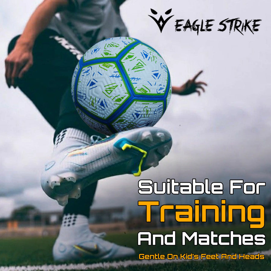 Eagle Strike Blue Green Football - Lightweight Easy to Kick Kid Friendly Indoor Outdoor Ideal Gift
