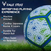 Eagle Strike Match Football Blue Green Size 5 - Professional Match Standard 12-Panel Embossed Surface B-50 Bladder