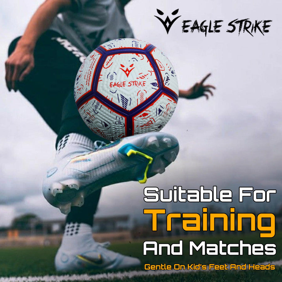 Eagle Strike Match Football White Red Blue - 12 Panel Precision Design Hybrid Machine Stitched
