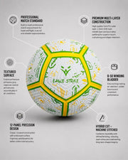 Eagle Strike Yellow Green Match Ball - Suitable for Training and Matches Gentle on Kids Feet and Heads