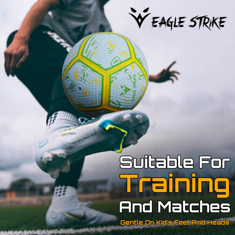 Eagle Strike Yellow Green Football - Lightweight Easy to Kick Kid Friendly Indoor Outdoor Ideal Gift