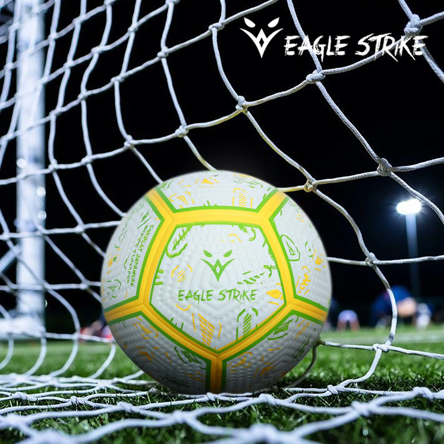 Eagle Strike Match Football Yellow Green - Premium PU Embossed Surface 12 Panel Design Hybrid Machine Stitched