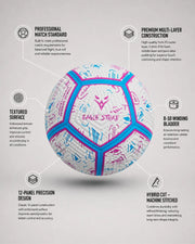Eagle Strike Blue Purple Soccer Ball Inside Goal Net at Night - Professional Match Standard