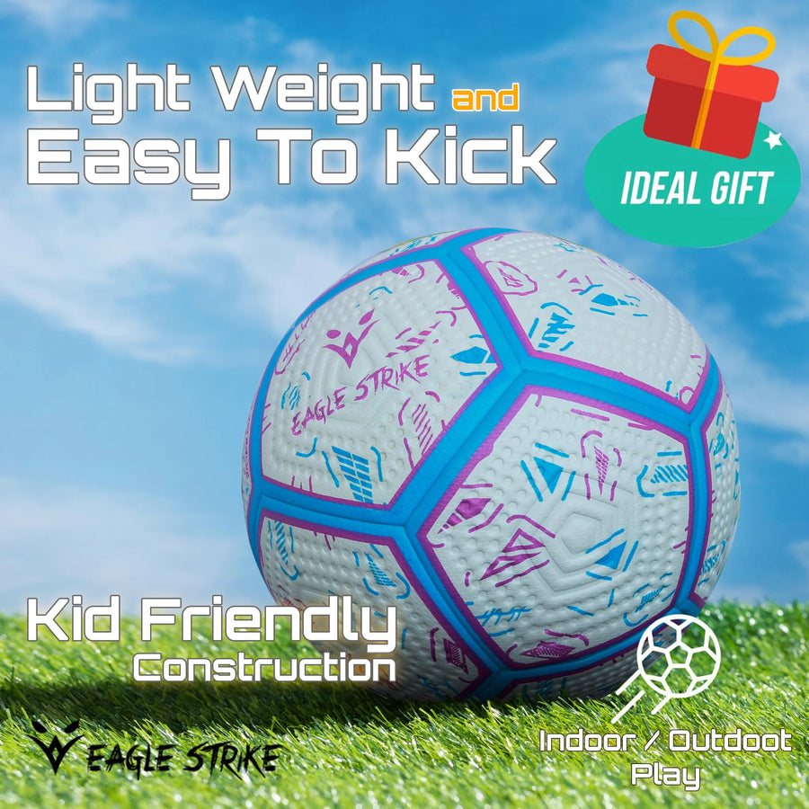 Eagle Strike Blue Purple Soccer Ball Tough-N-Ready Lasts 12 Months vs Ordinary 2-Ply Soccer Balls