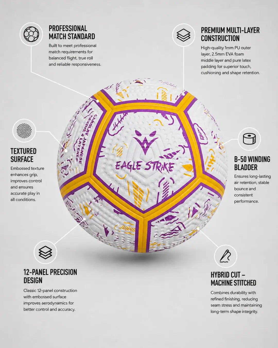 Eagle Strike Match Football — Purple & Yellow