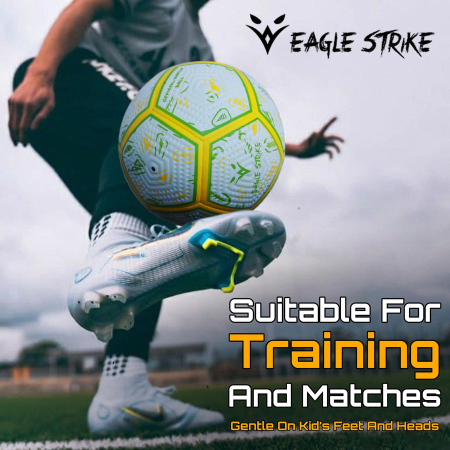 Eagle Strike Purple Yellow Soccer Ball - Satisfying Playing Experience Machine Stitched Cardlay Japanese Raxine 4 Layers
