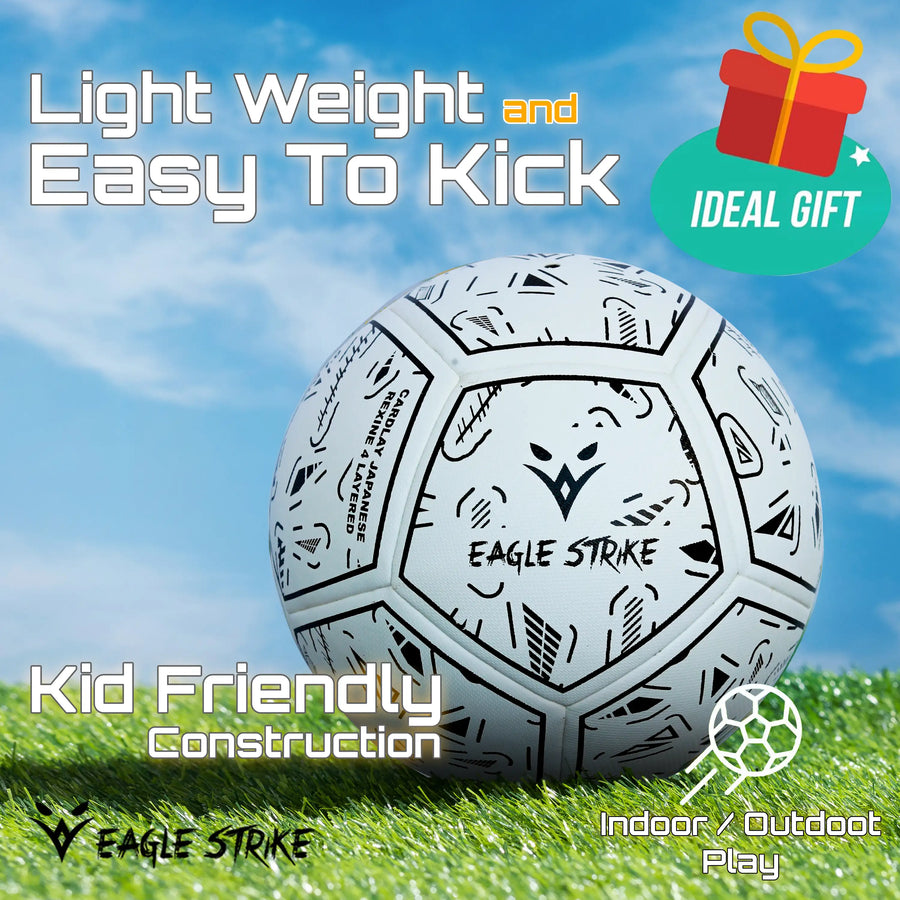 Eagle Strike White Football - Suitable for Training and Matches Gentle on Kids Feet and Heads