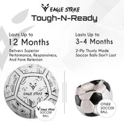Eagle Strike White Soccer Ball Inside Goal Net at Night - Professional Match Standard UAE
