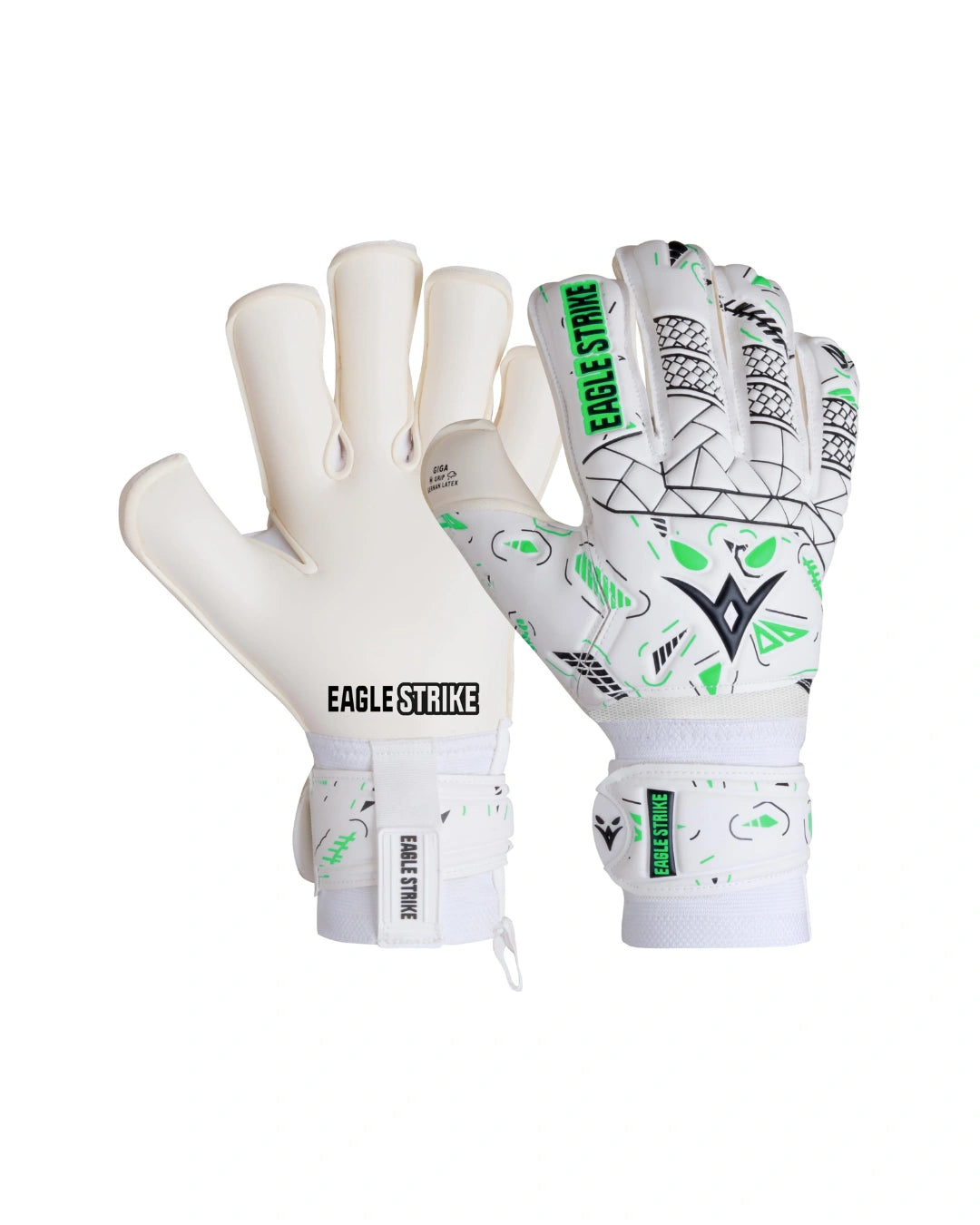 Goalkeeper Gloves – Finger Protection (White, Black & Green)